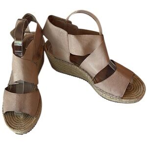 Eileen Fisher Willow Tumbled Leather Wedge Espadrille, very light pink, 10